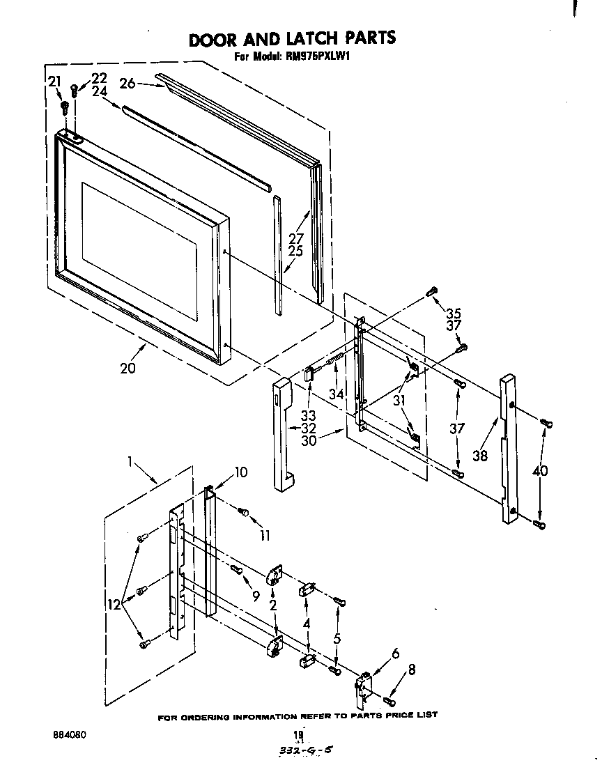 Whirlpool RM975PXLW1 door and latch diagram