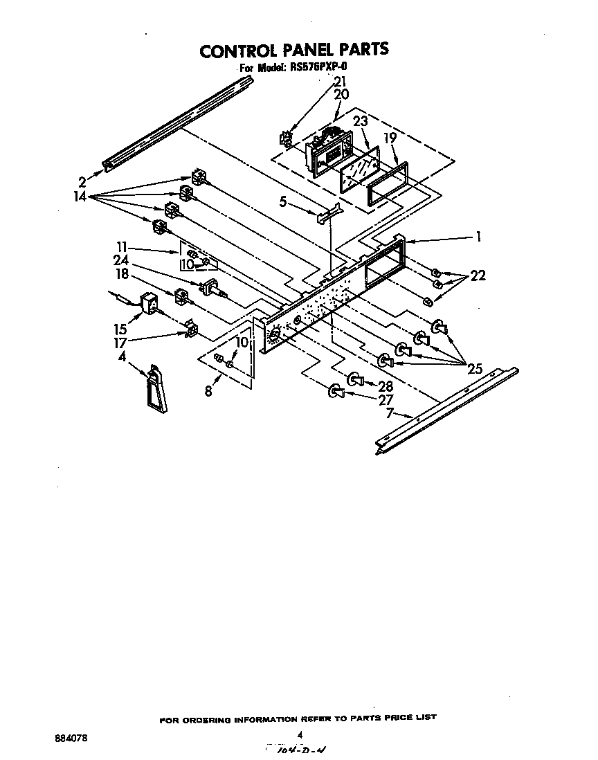 Whirlpool RS576PXP0 control panel diagram