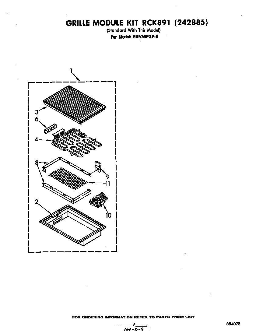 Whirlpool RS576PXP0 grill module kit diagram