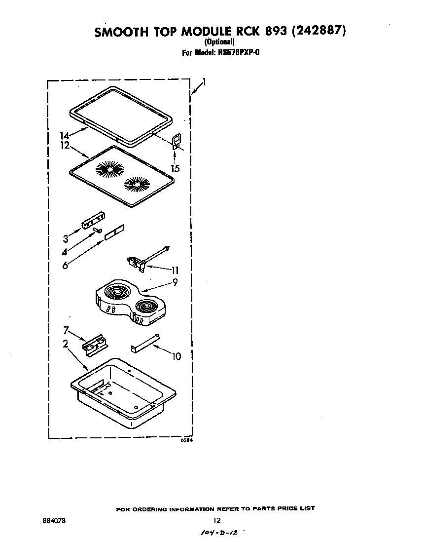 Whirlpool RS576PXP0 smooth top module diagram