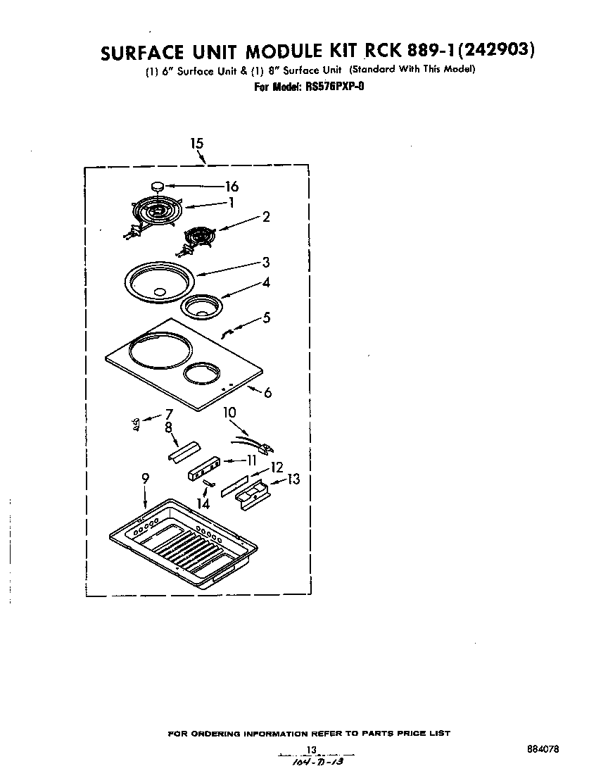 Whirlpool RS576PXP0 surface unit module diagram