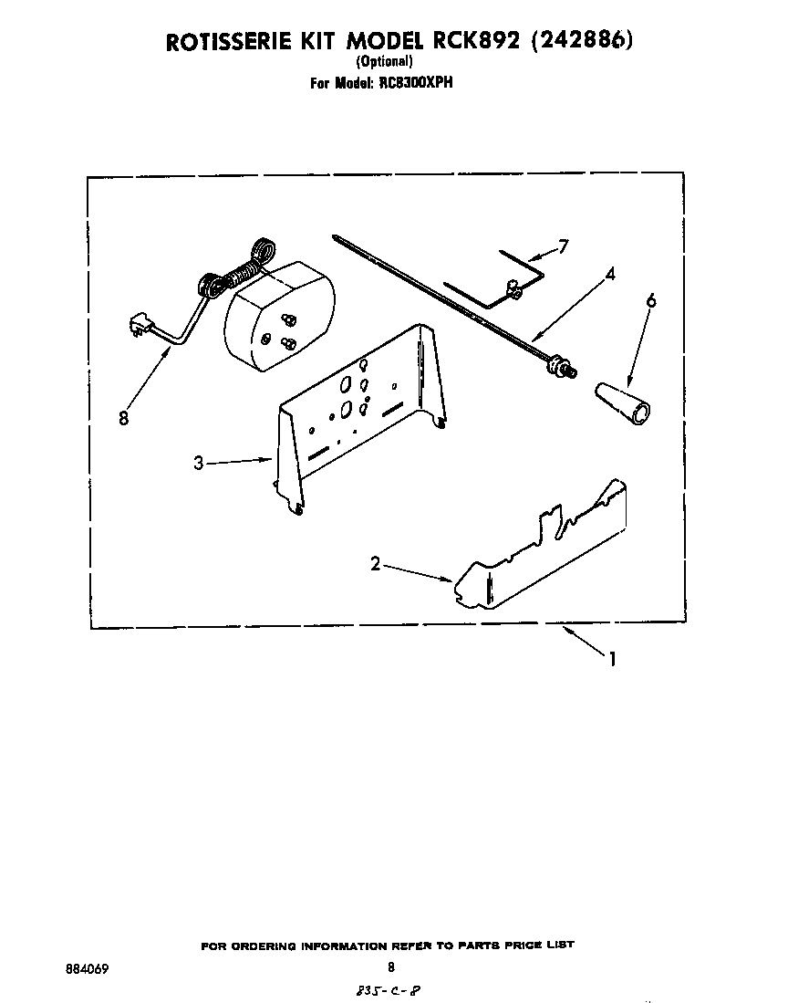 Whirlpool RC8300XPH rotisserie rck892 diagram