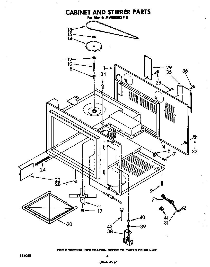 Whirlpool MW8580XP0 cabinet and stirrer diagram