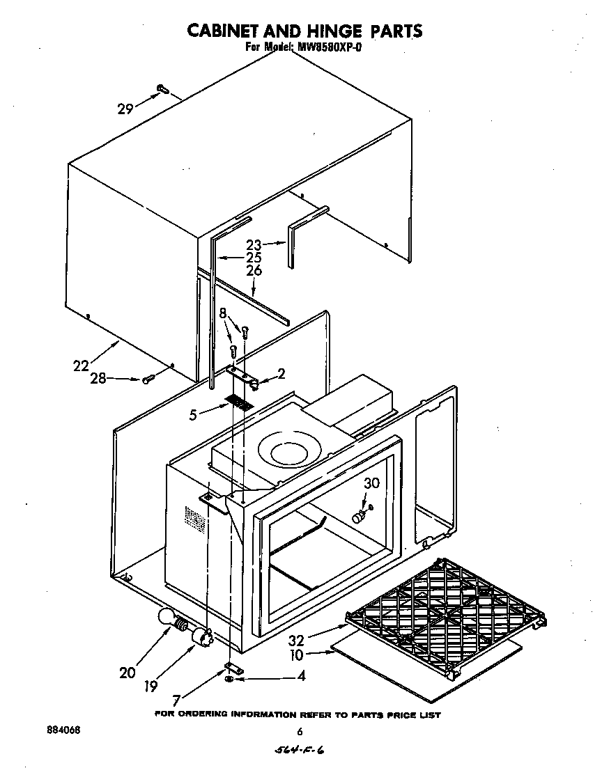 Whirlpool MW8580XP0 cabinet and hinge diagram