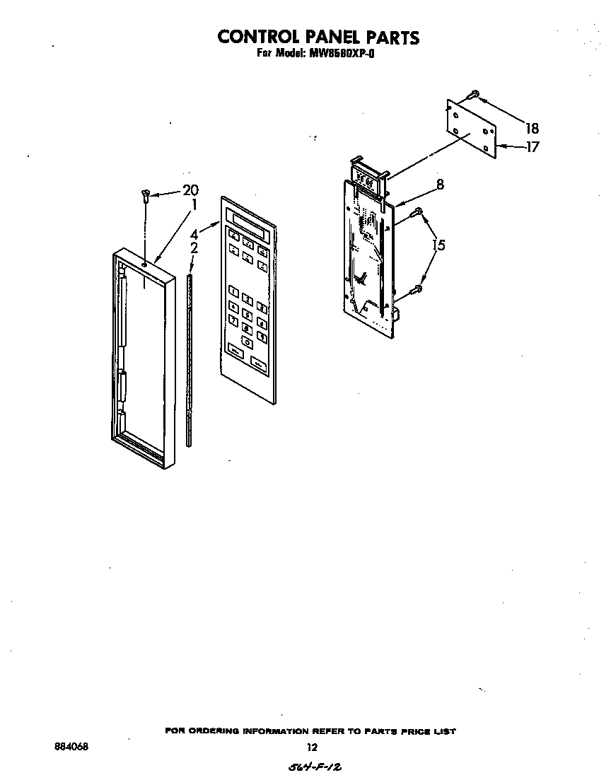 Whirlpool MW8580XP0 control panel diagram