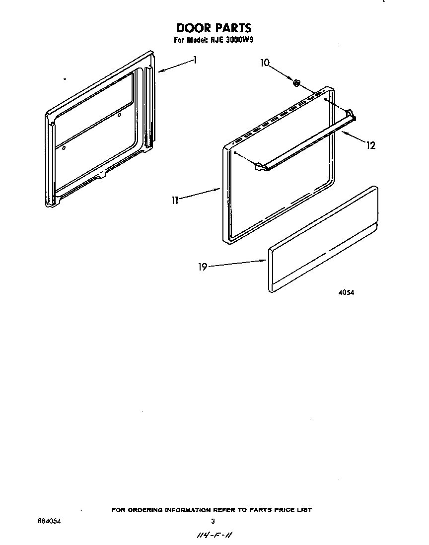 Whirlpool RJE3000W9 door diagram