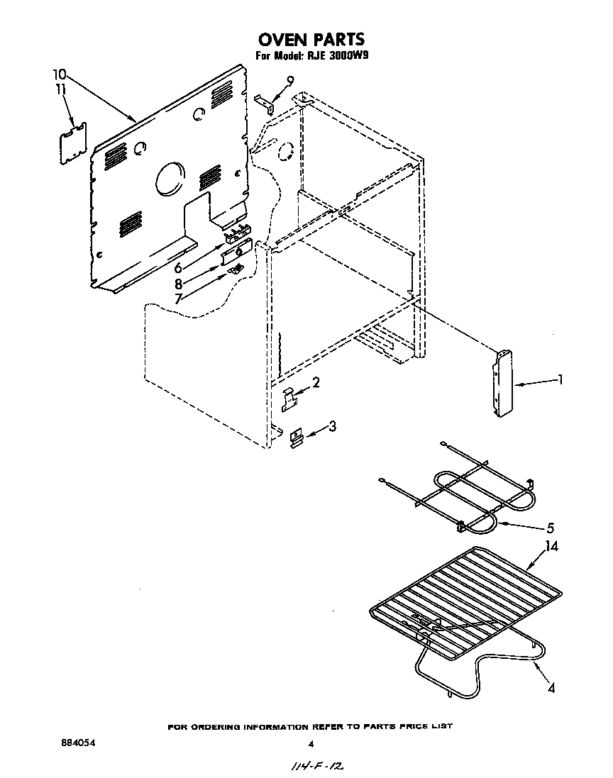 Whirlpool RJE3000W9 oven diagram
