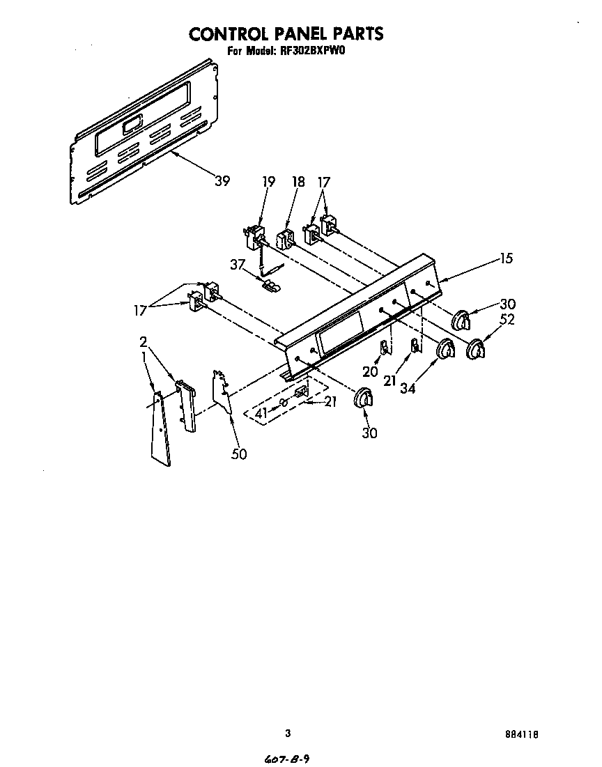 Whirlpool RF302BXPW0 control panel diagram