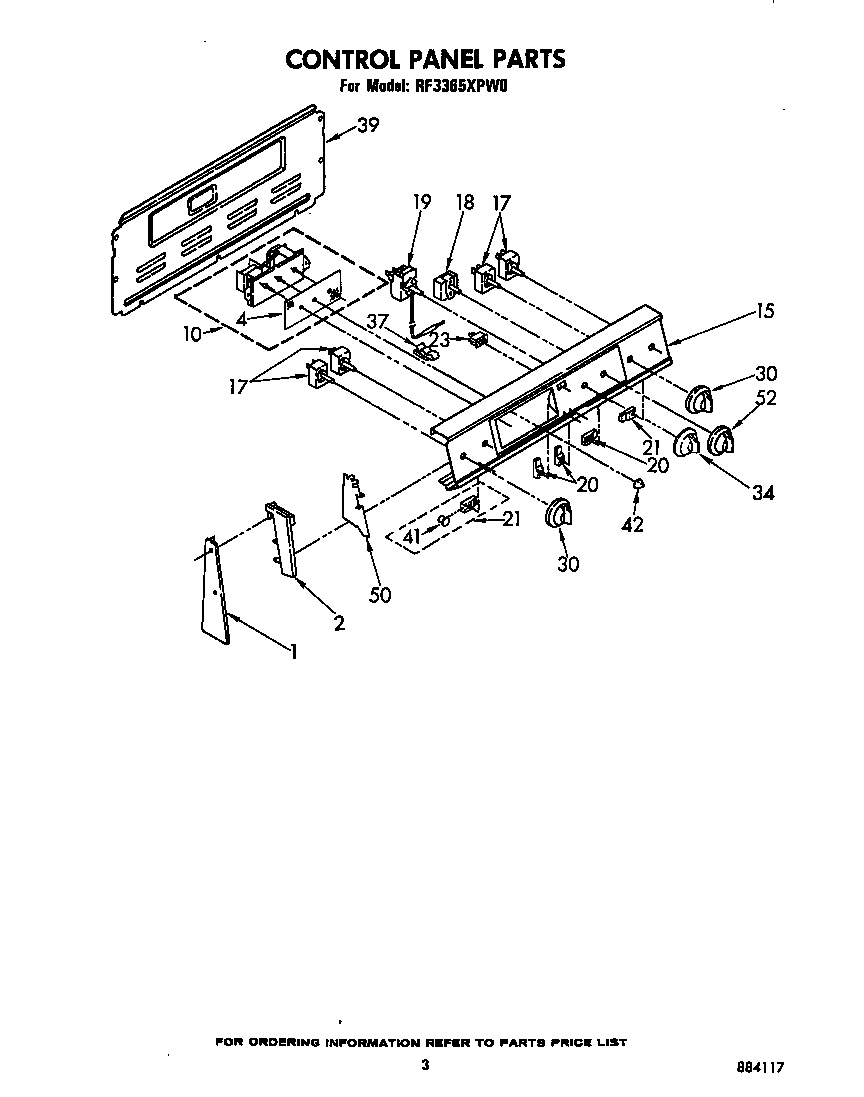 Whirlpool RF3365XPW0 control panel diagram