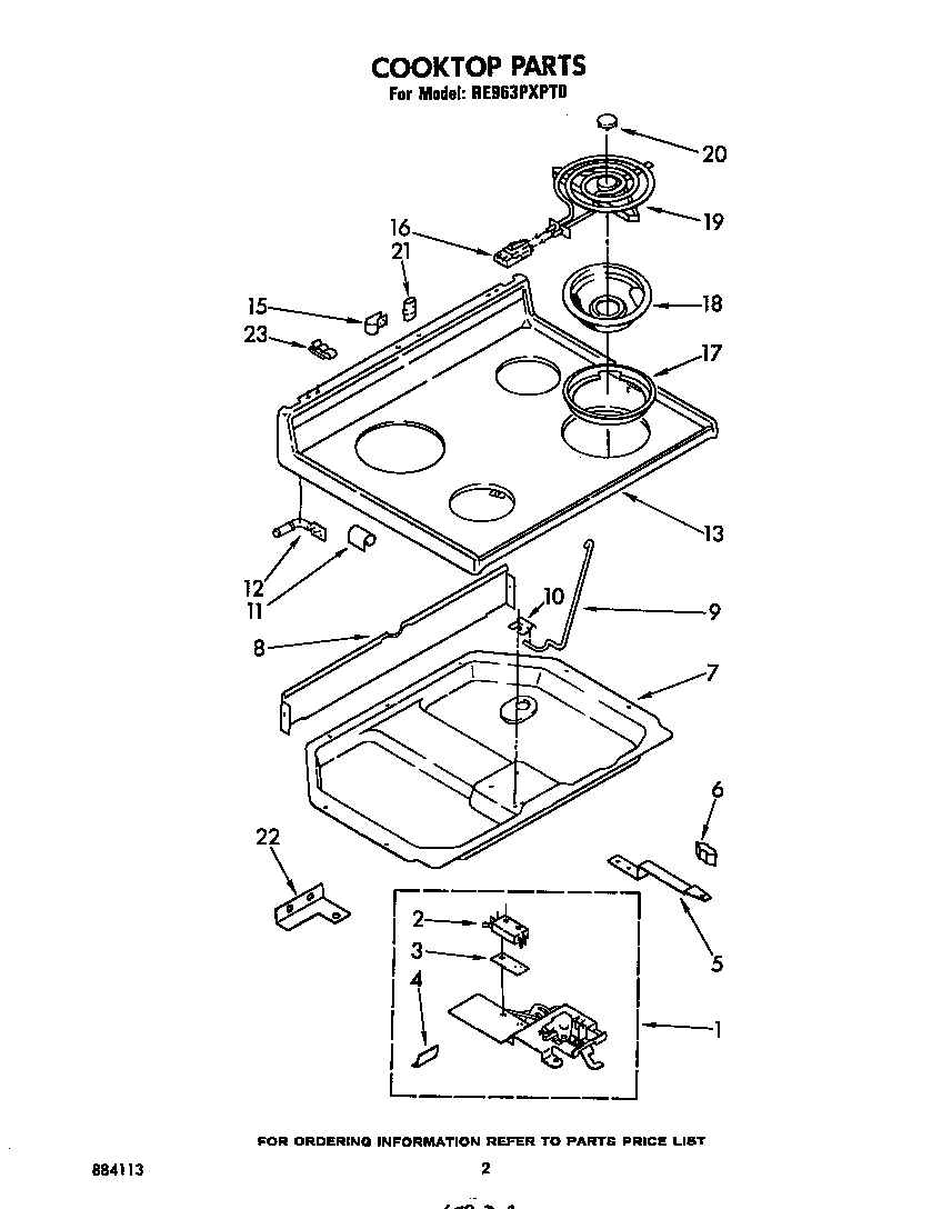 Whirlpool RE963PXPT0 cooktop diagram