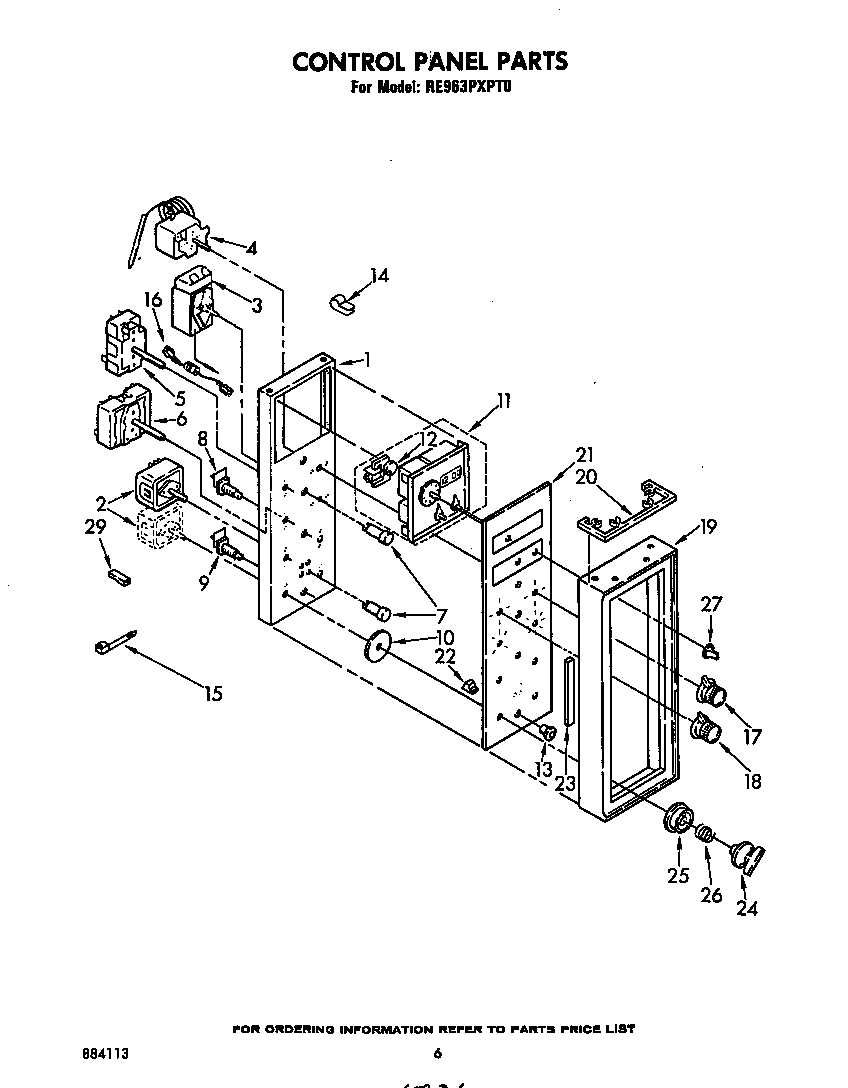 Whirlpool RE963PXPT0 control panel diagram