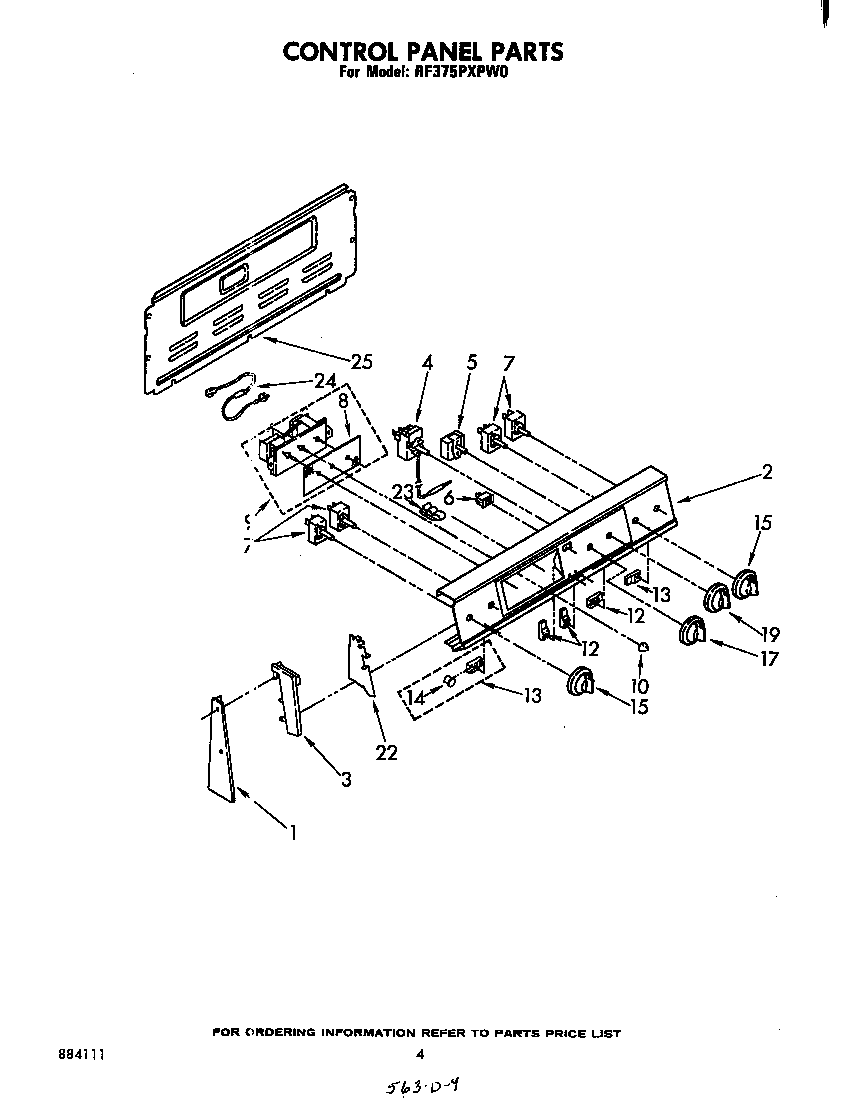 Whirlpool RF375PXPW0 control panel diagram
