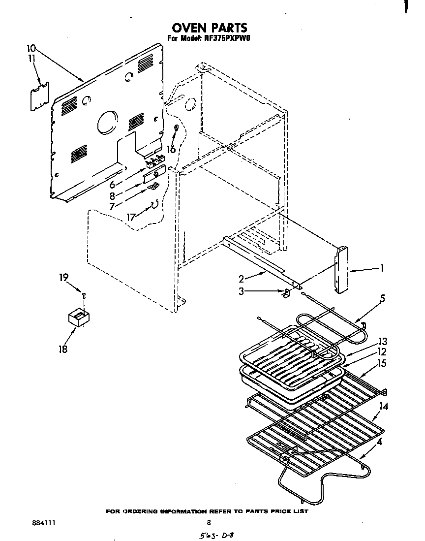 Whirlpool RF375PXPW0 oven diagram