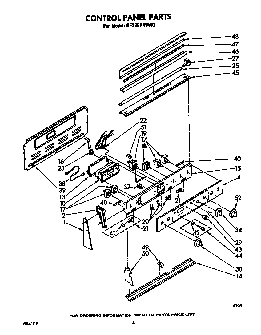 Whirlpool RF395PXPW0 control panel diagram