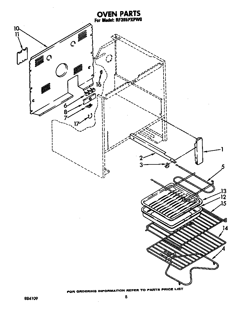 Whirlpool RF395PXPW0 oven diagram