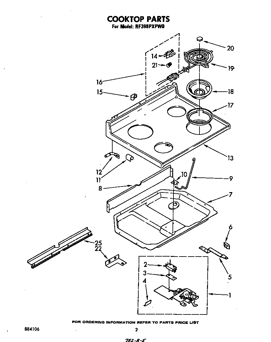 Whirlpool RF398PXPW0 cooktop diagram