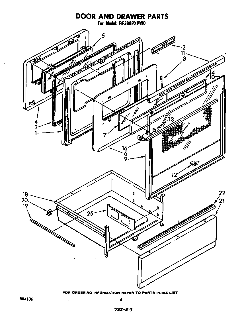 Whirlpool RF398PXPW0 door an drawer diagram