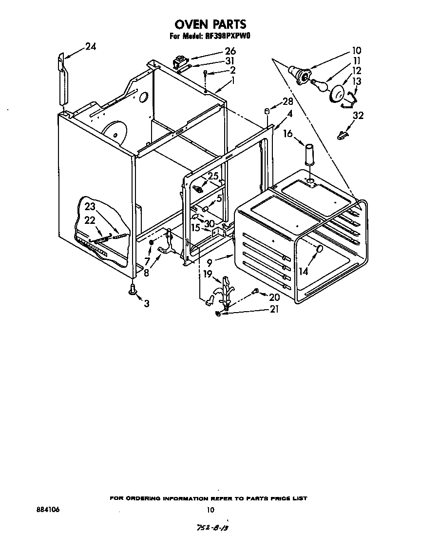 Whirlpool RF398PXPW0 oven body diagram