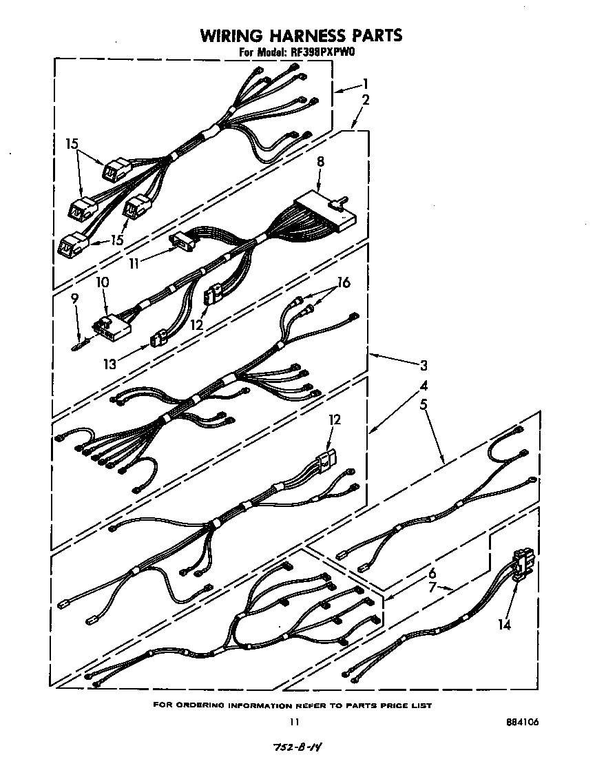 Whirlpool RF398PXPW0 wiring harness diagram