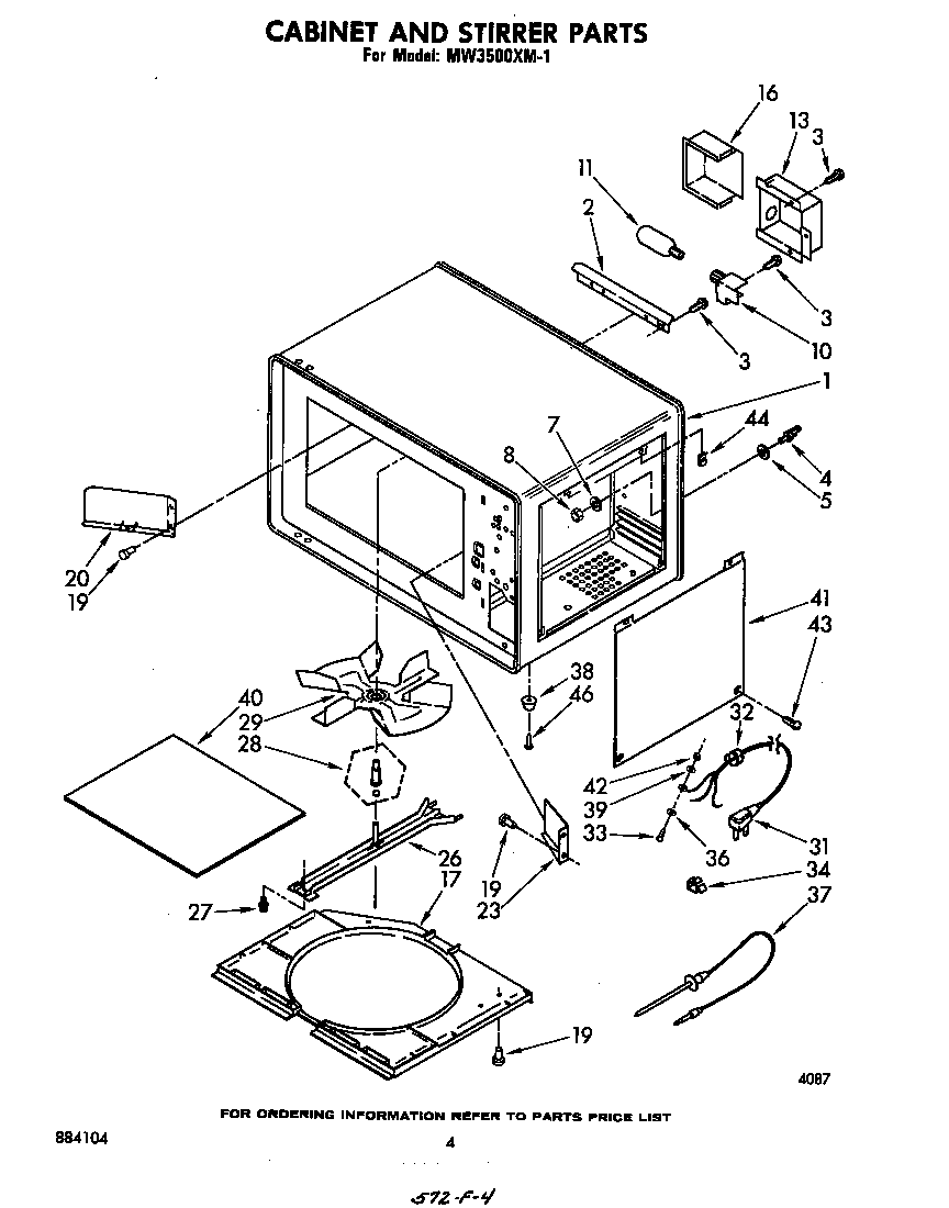 Whirlpool MW3500XM1 cabinet and stirrer diagram