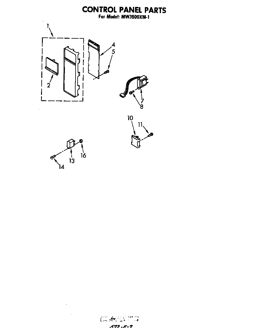 Whirlpool MW3500XM1 control panel diagram