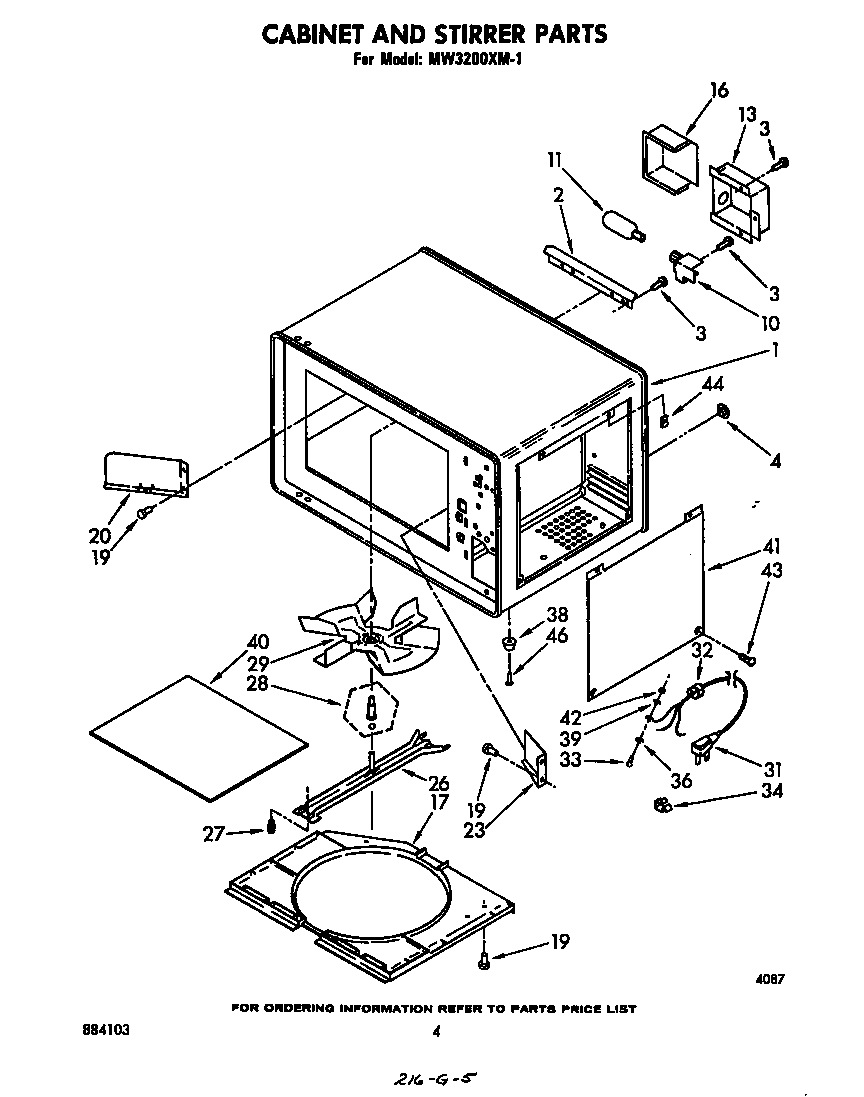 Whirlpool MW3200XM1 cabinet and stirrer diagram