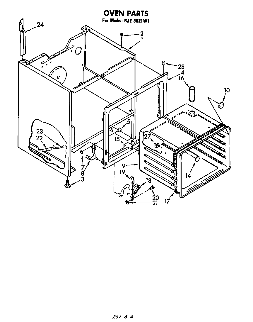Whirlpool RJE3021W1 oven body diagram