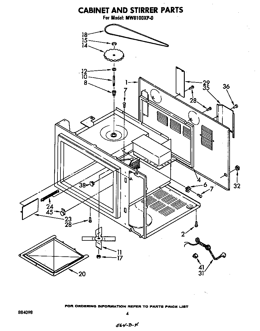Whirlpool MW8100XP0 cabinet and stirrer diagram