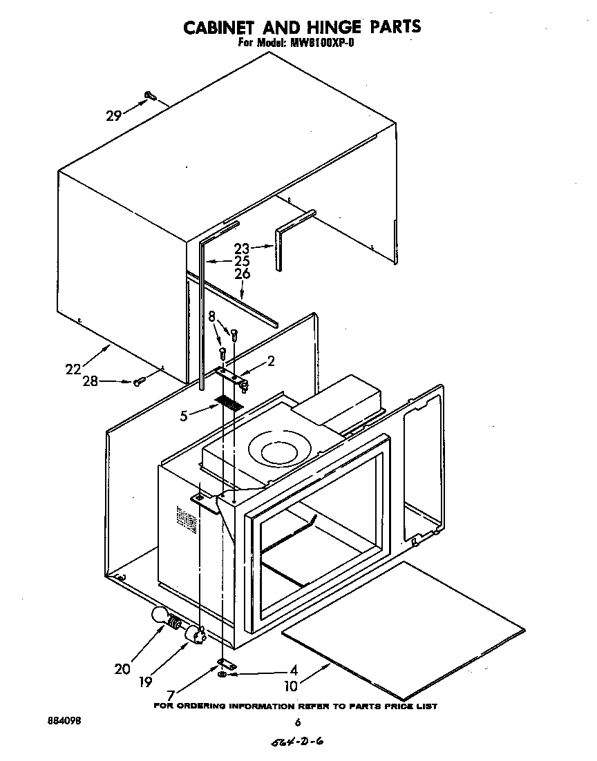 Whirlpool MW8100XP0 cabinet and hinge diagram