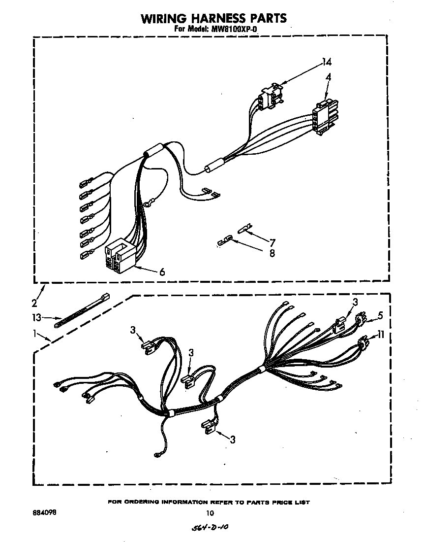 Whirlpool MW8100XP0 wiring harness diagram