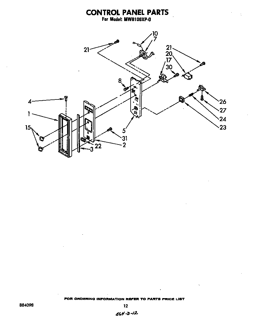 Whirlpool MW8100XP0 control panel diagram