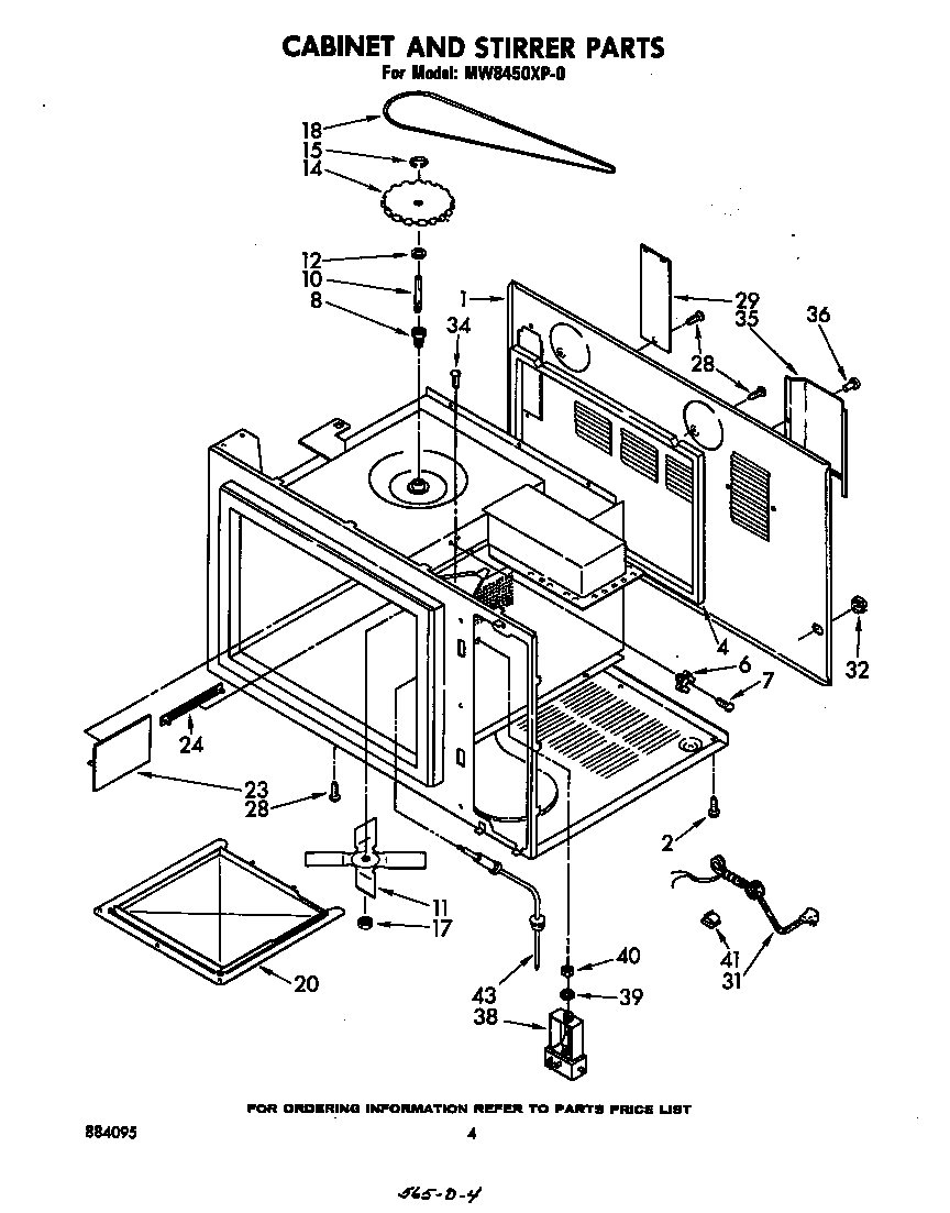 Whirlpool MW8450XP0 cabinet and stirrer diagram