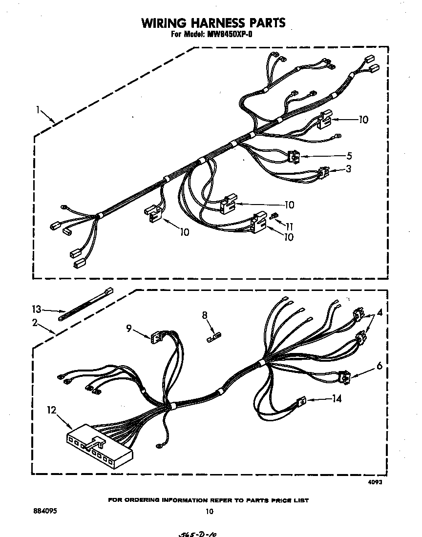 Whirlpool MW8450XP0 wiring harness diagram