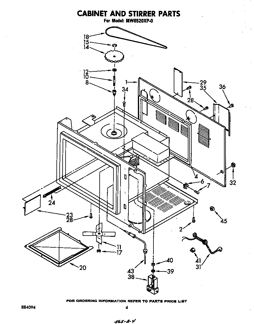 Whirlpool MW8520XP0 cabinet and stirrer diagram