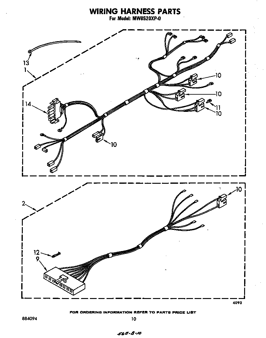 Whirlpool MW8520XP0 wiring harness diagram