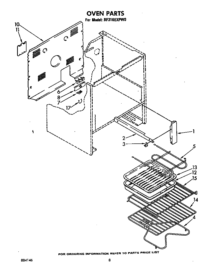 Whirlpool RF316EXPW0 oven diagram