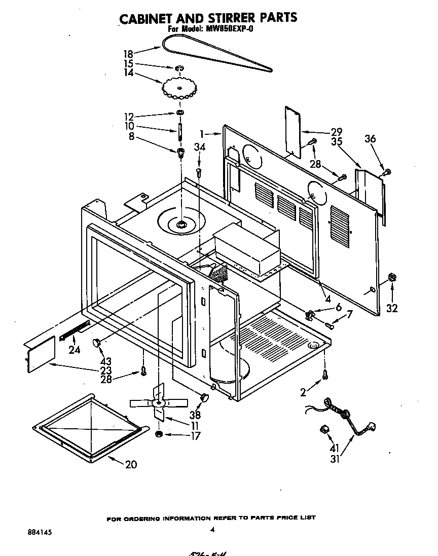 Whirlpool MW850EXP0 cabinet and stirrer diagram