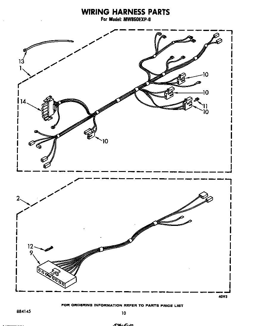 Whirlpool MW850EXP0 wiring harness diagram