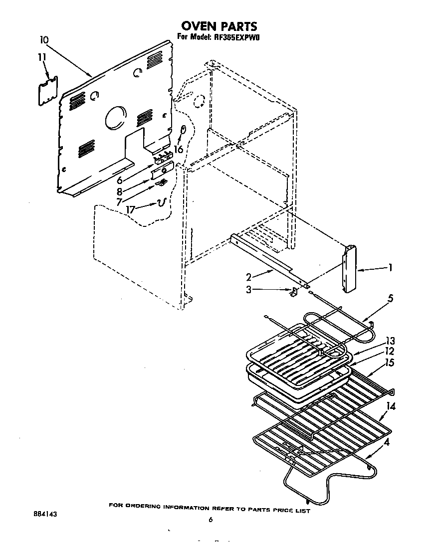 Whirlpool RF365EXPW0 oven racks diagram
