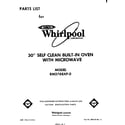 Whirlpool RM278PXP0 front cover diagram