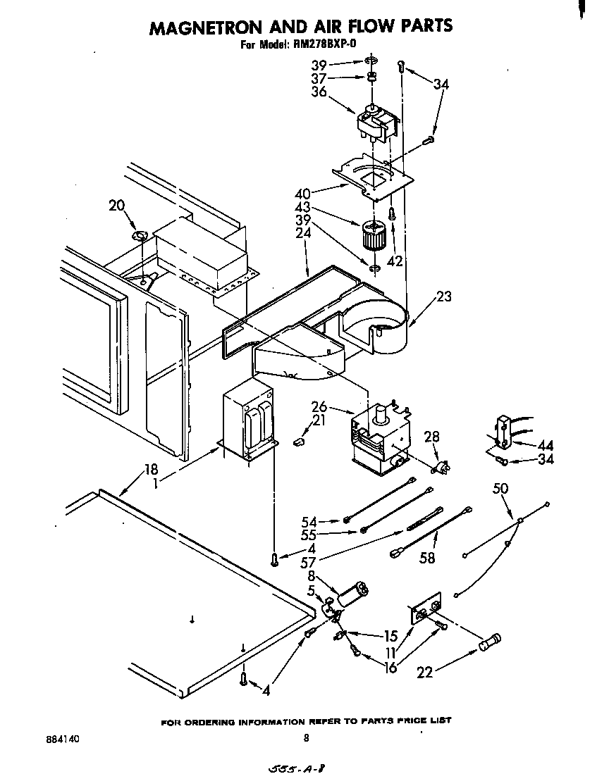 Whirlpool RM278PXP0 magnetron and airflow diagram