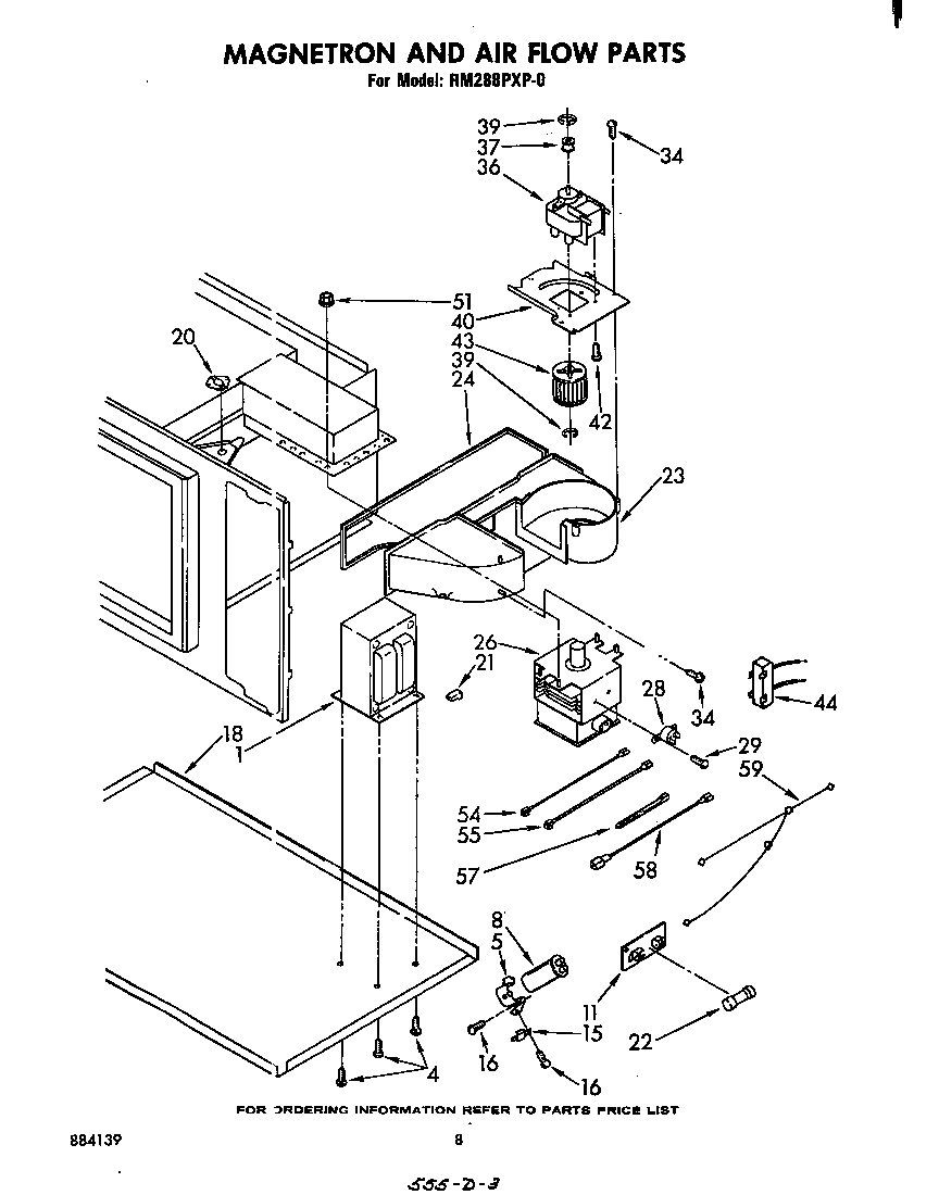 Whirlpool RM288PXP0 magnetron and airflow diagram