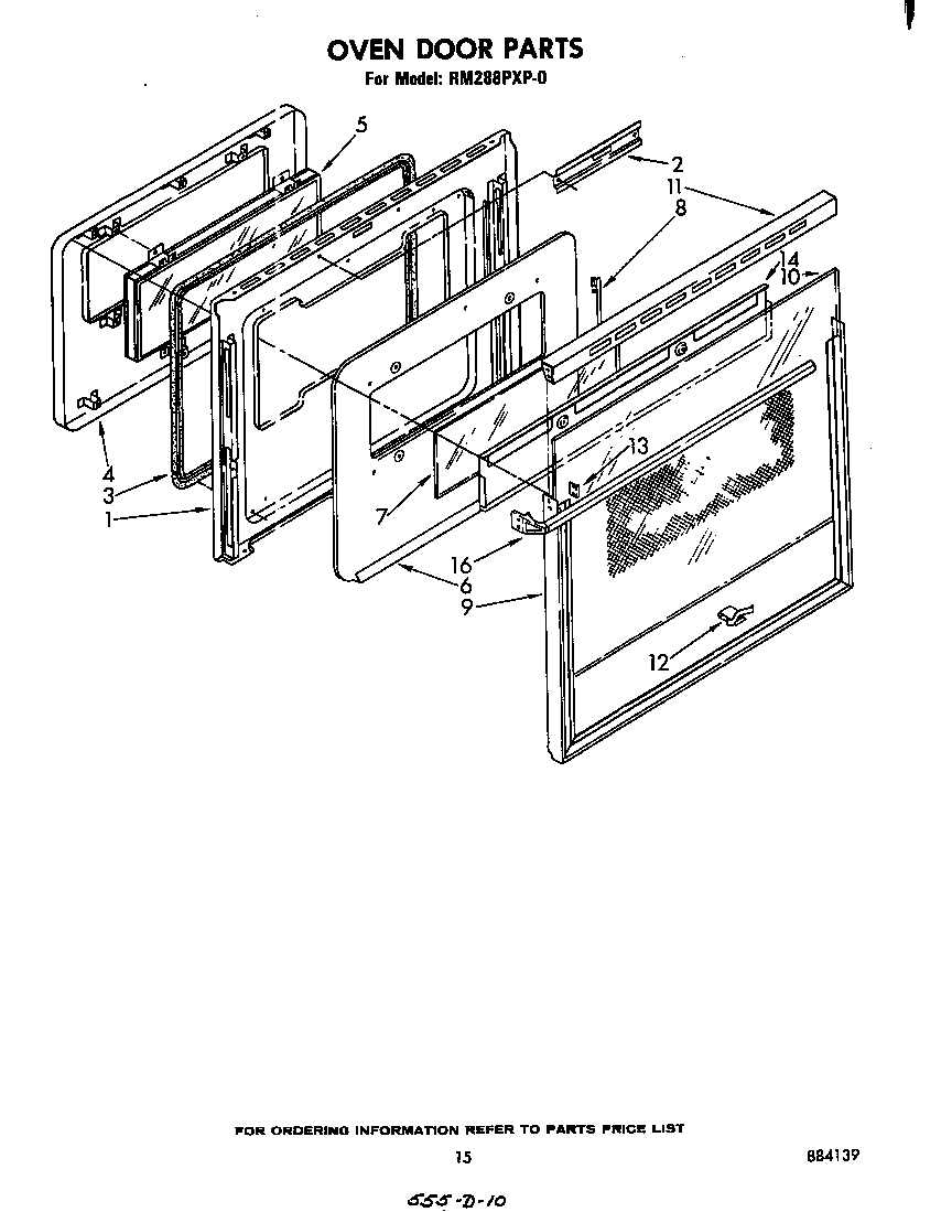 Whirlpool RM288PXP0 oven door diagram