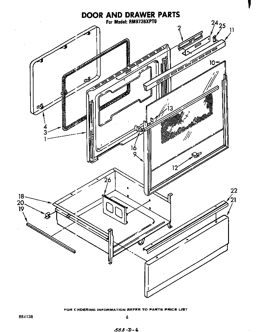 Whirlpool RM973BXPT0 door and drawer diagram