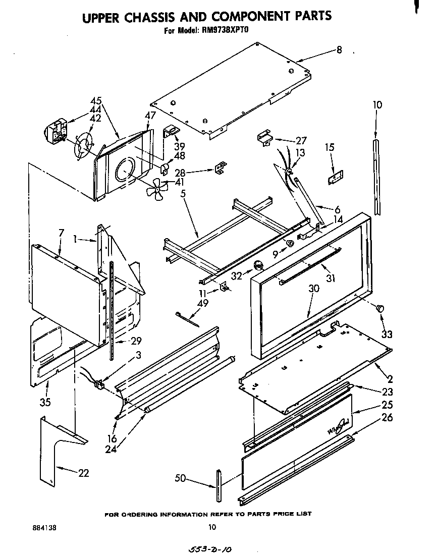 Whirlpool RM973BXPT0 upper chassis and component diagram