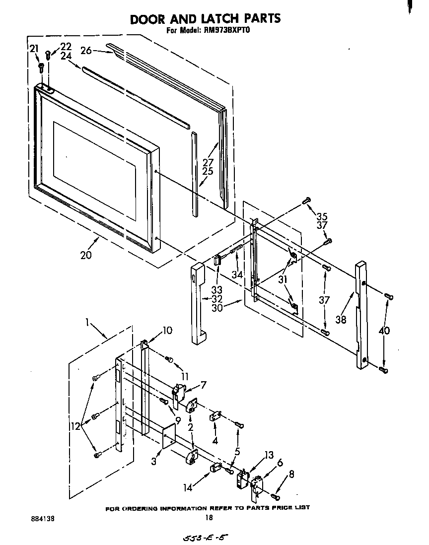 Whirlpool RM973BXPT0 door and latch diagram