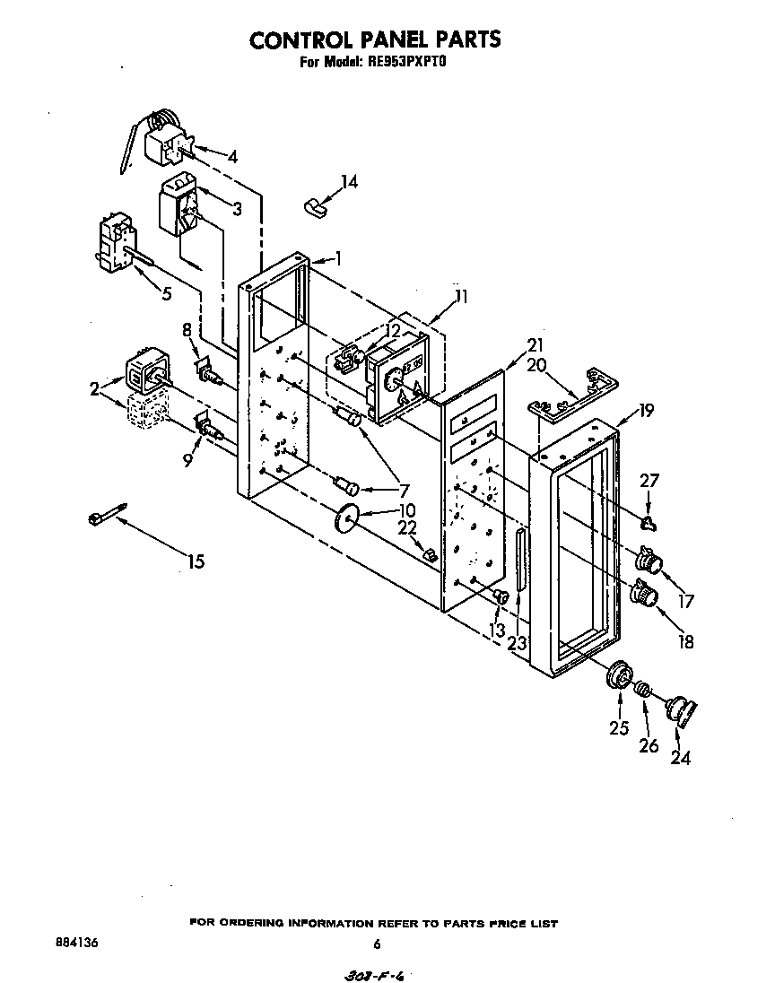 Whirlpool RE953PXPT0 control panel diagram