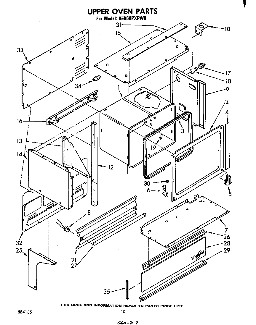 Whirlpool RE960PXPW0 upper oven diagram