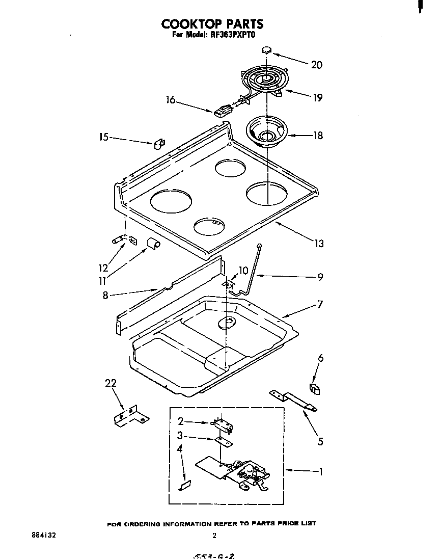 Whirlpool RF363PXPT0 cooktop diagram