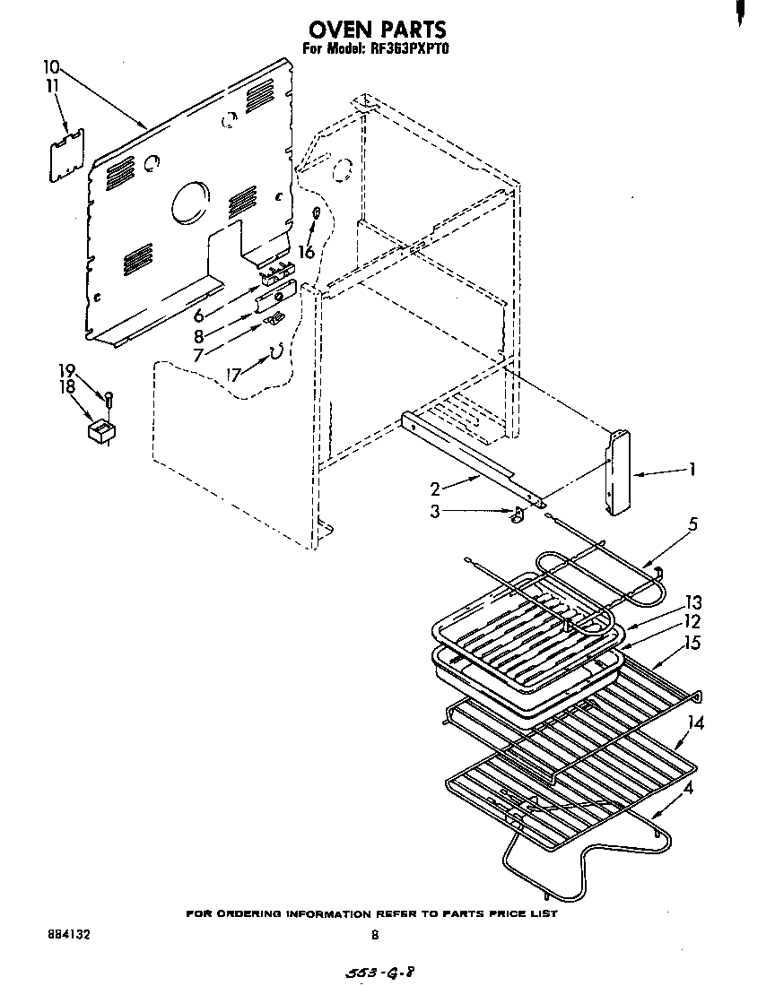 Whirlpool RF363PXPT0 oven racks diagram
